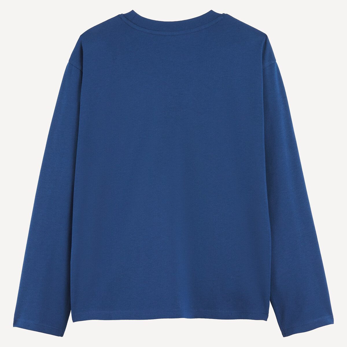 Camisola com gola redonda, manga comprida, com mensagem azul, LA REDOUTE COLLECTIONS