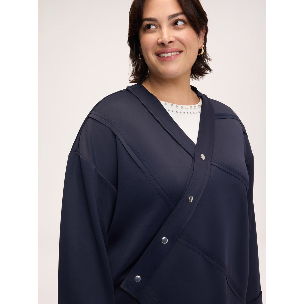 Sweat-shirt avec fermeture asymétrique bleu, FIORELLA RUBINO