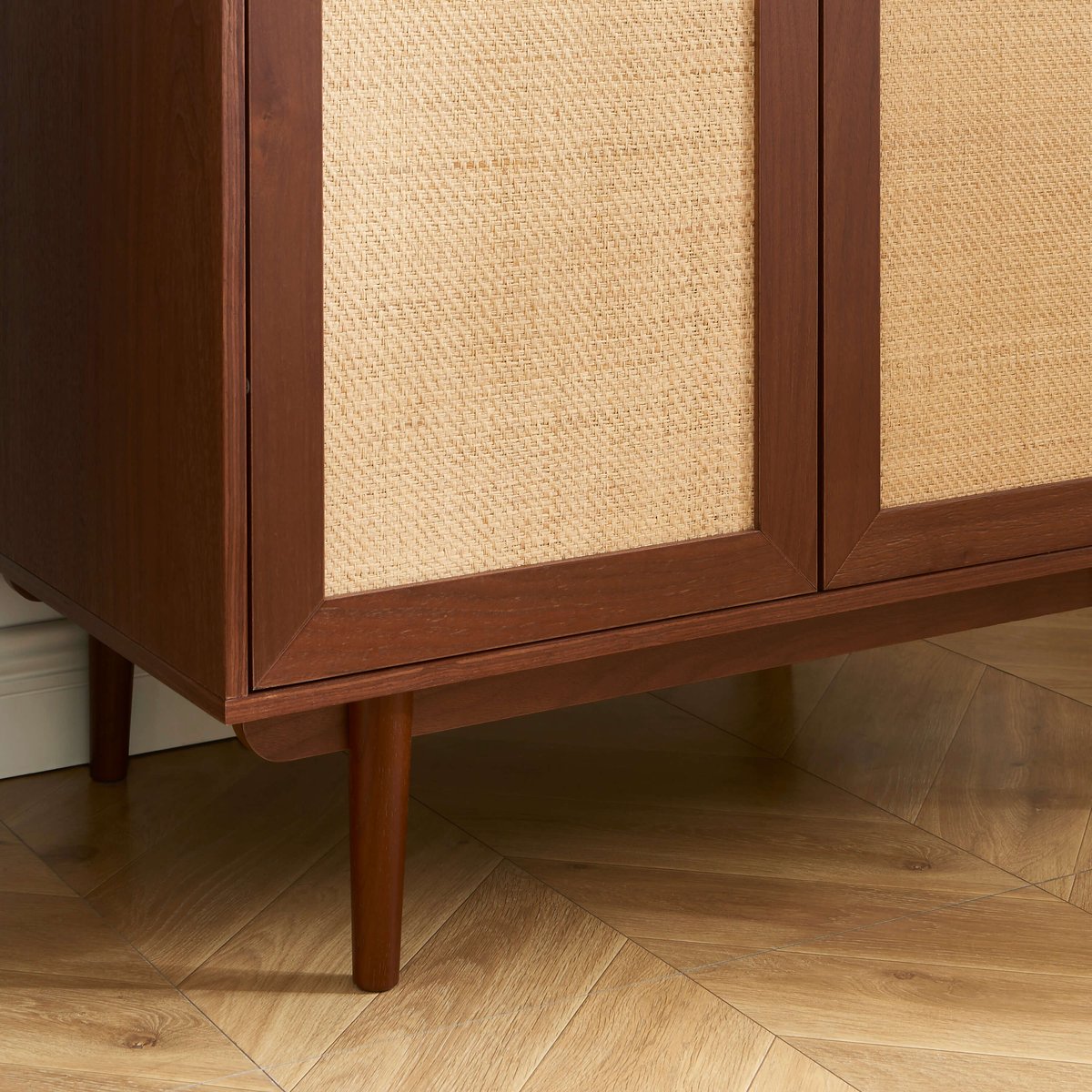 Armoire 2 portes en cannage LEON noyer, SORELH