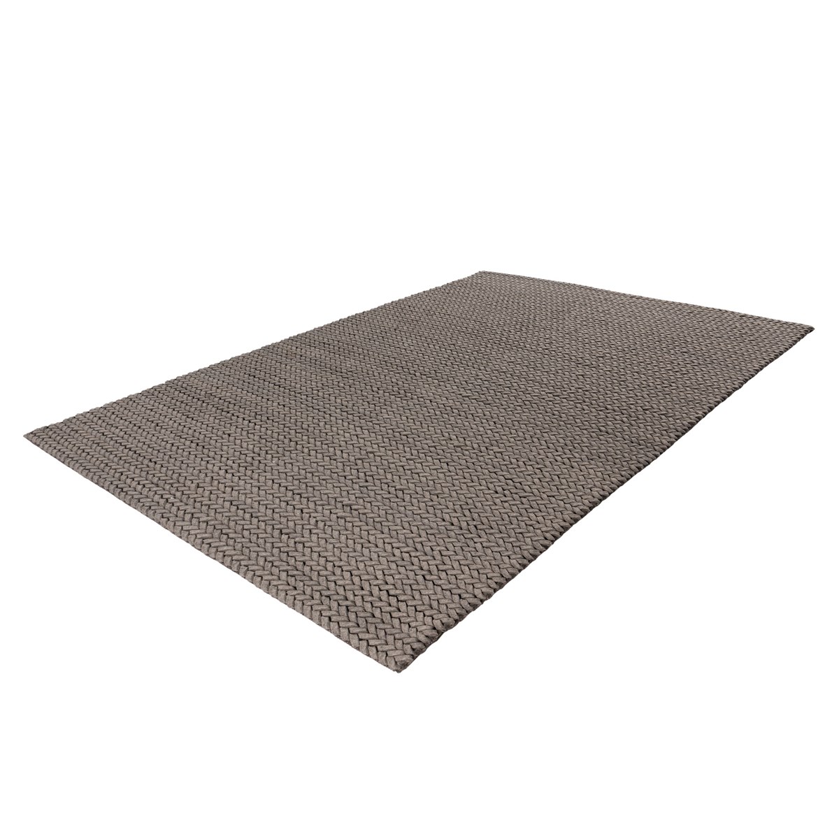 Tapis salon et chambre tressé main en laine BORY marron, NOVATREND