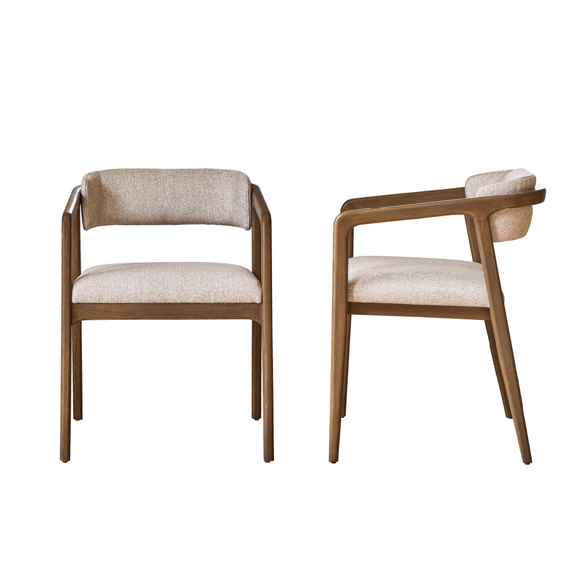 Lot de 2 chaises en bois massif et tissu texturé  ÉLOI beige_chine, BERAH GETAH