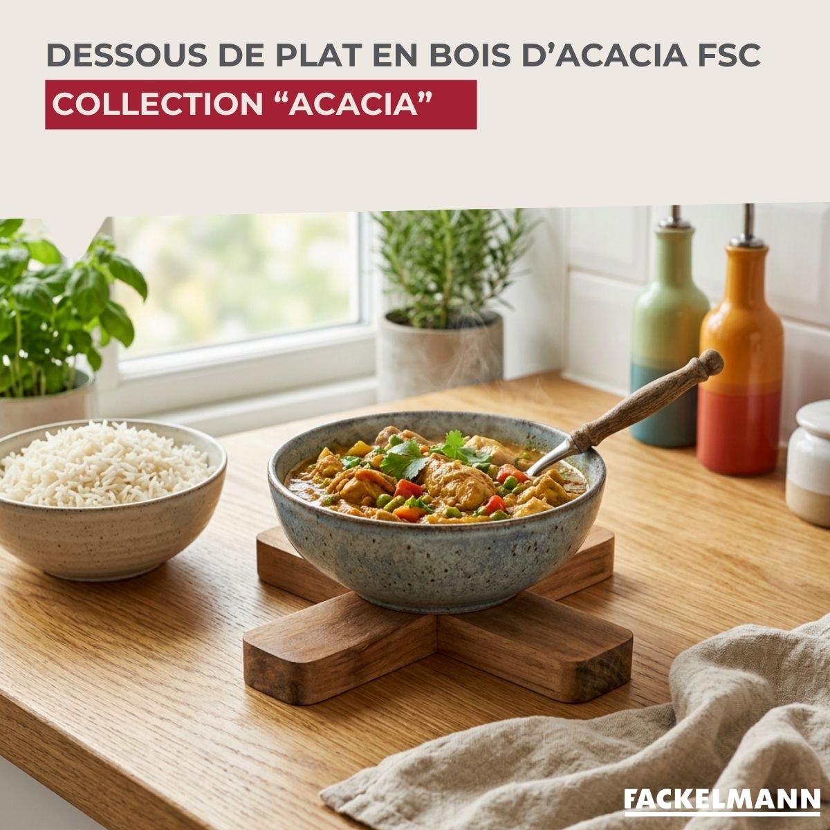 Dessous de Plat 18 cm ACACIA bois,bois brun, FACKELMANN