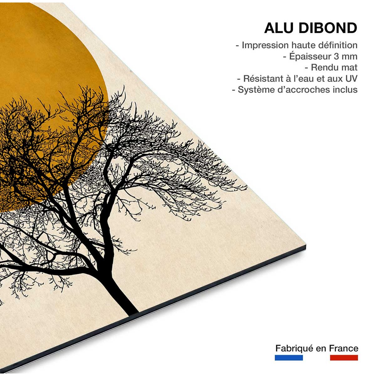 Tableau dessin arbre et sérénité tableau alu dibond, HEXOA