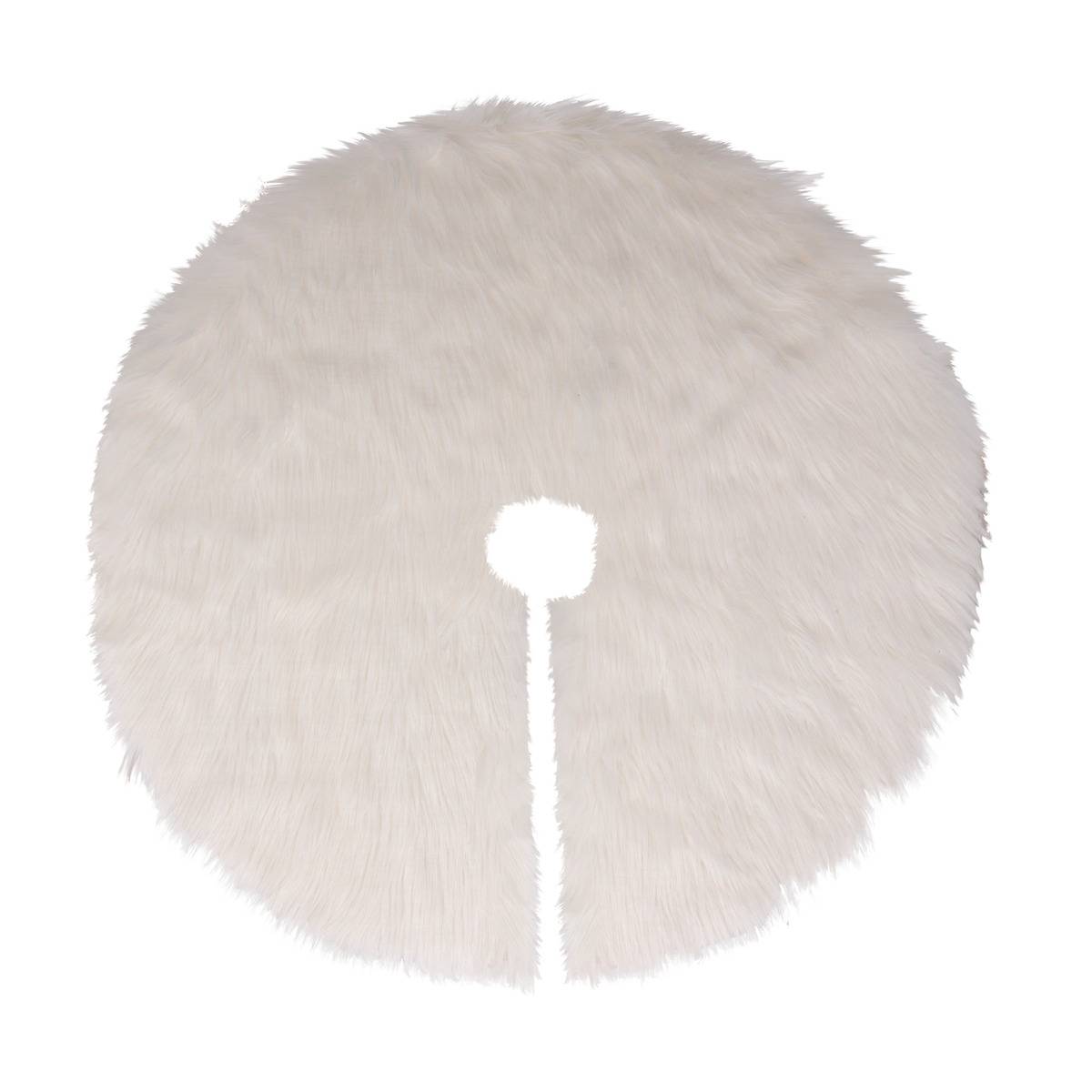Tapis de sapin effet imitation fourrure banc D90cm blanc, FEERIC LIGHTS & CHRISTMAS