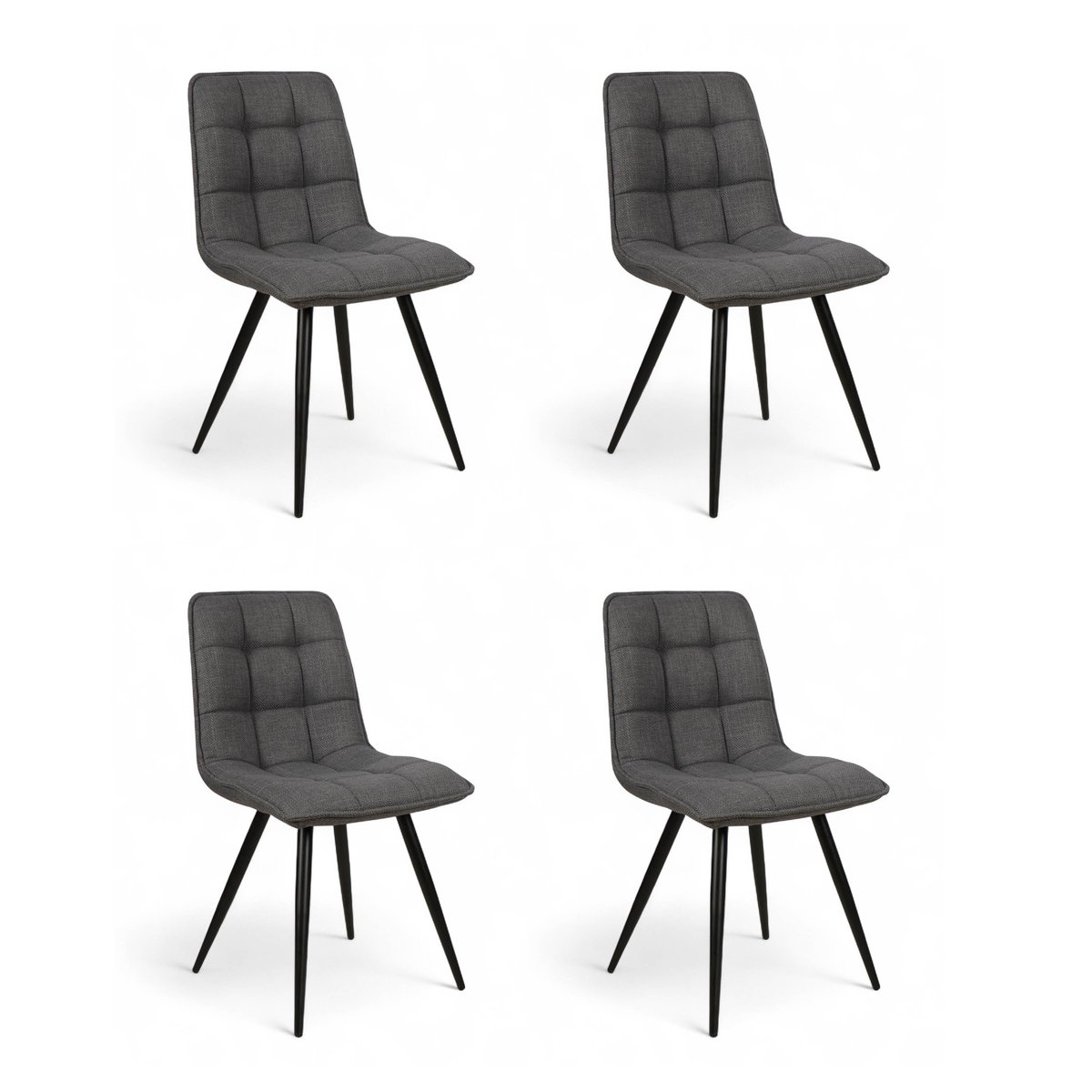 Chaise repas tissu (lot de 4) gris foncé, ZAGO