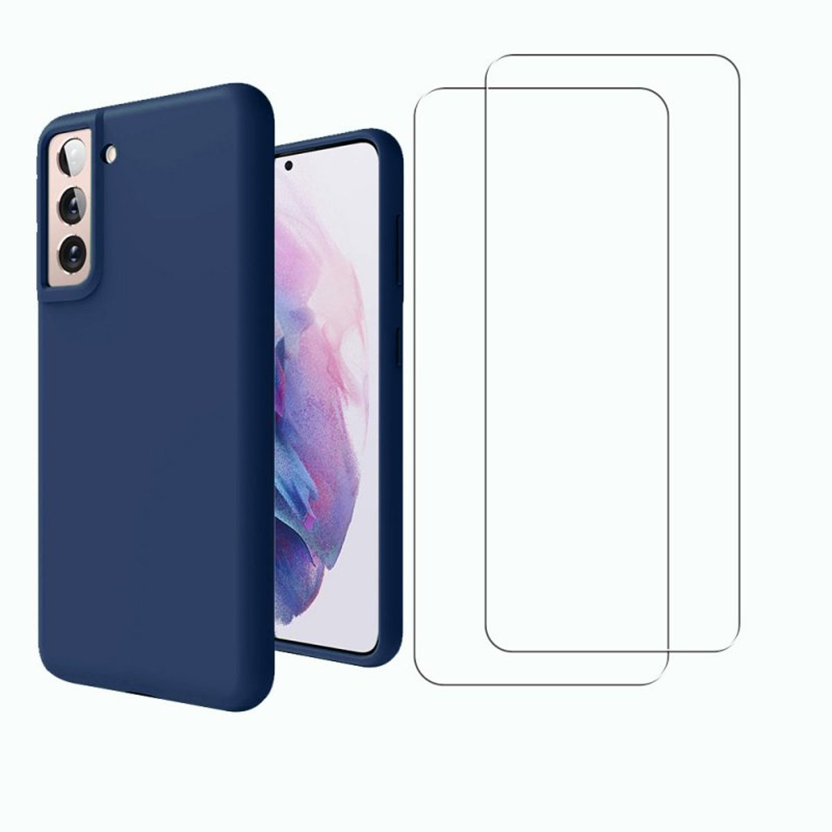 Coque Galaxy S21 5g antichoc + 2 vitres bleu, EVETANE