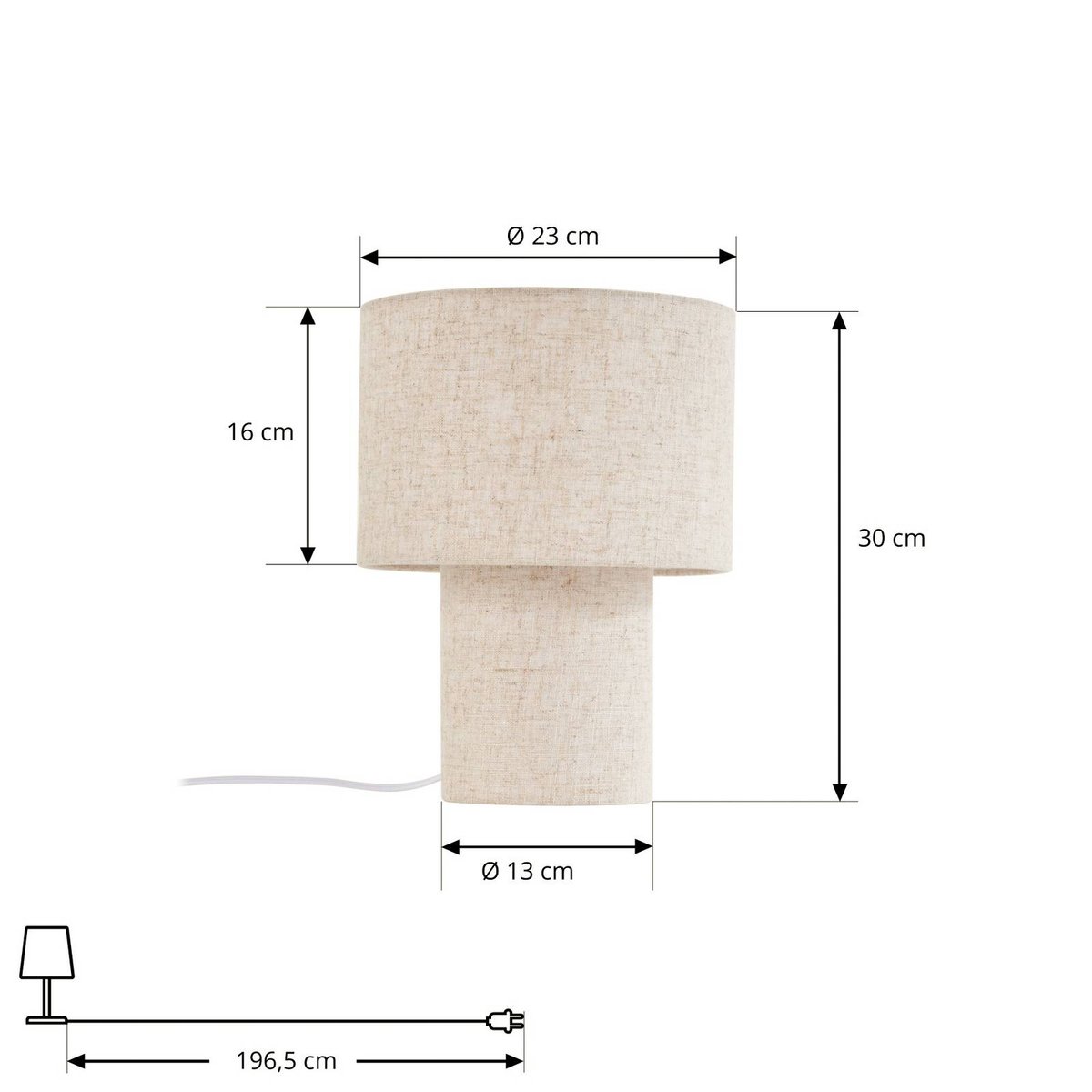 Lampe à poser en textile scandinave, Elfie beige, LINDBY