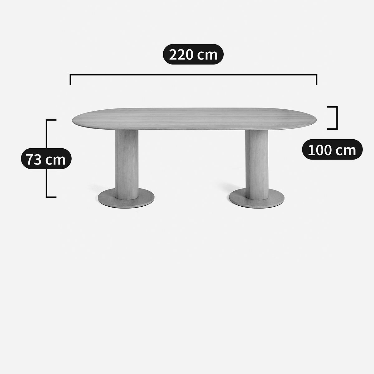 Plateau de table ovale, en chêne, longueur 220 cm, OVALO chêne naturel, AM.PM