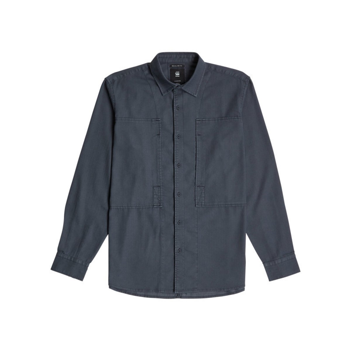 Chemise marine unie avec une col français et une coupe droite marine, G-Star RAW