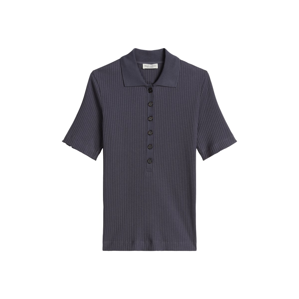 Polo à côtes slim avec TENCEL™ Modal gris foncé, MARC O'POLO