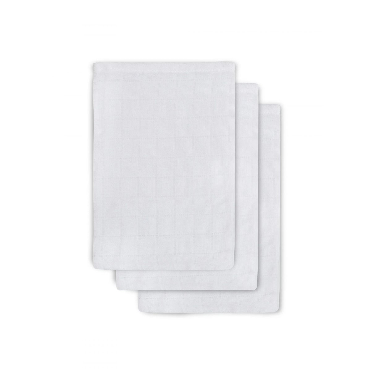 Lot de 3 gants de toilette gaze de coton Blanc blanc, JOLLEIN