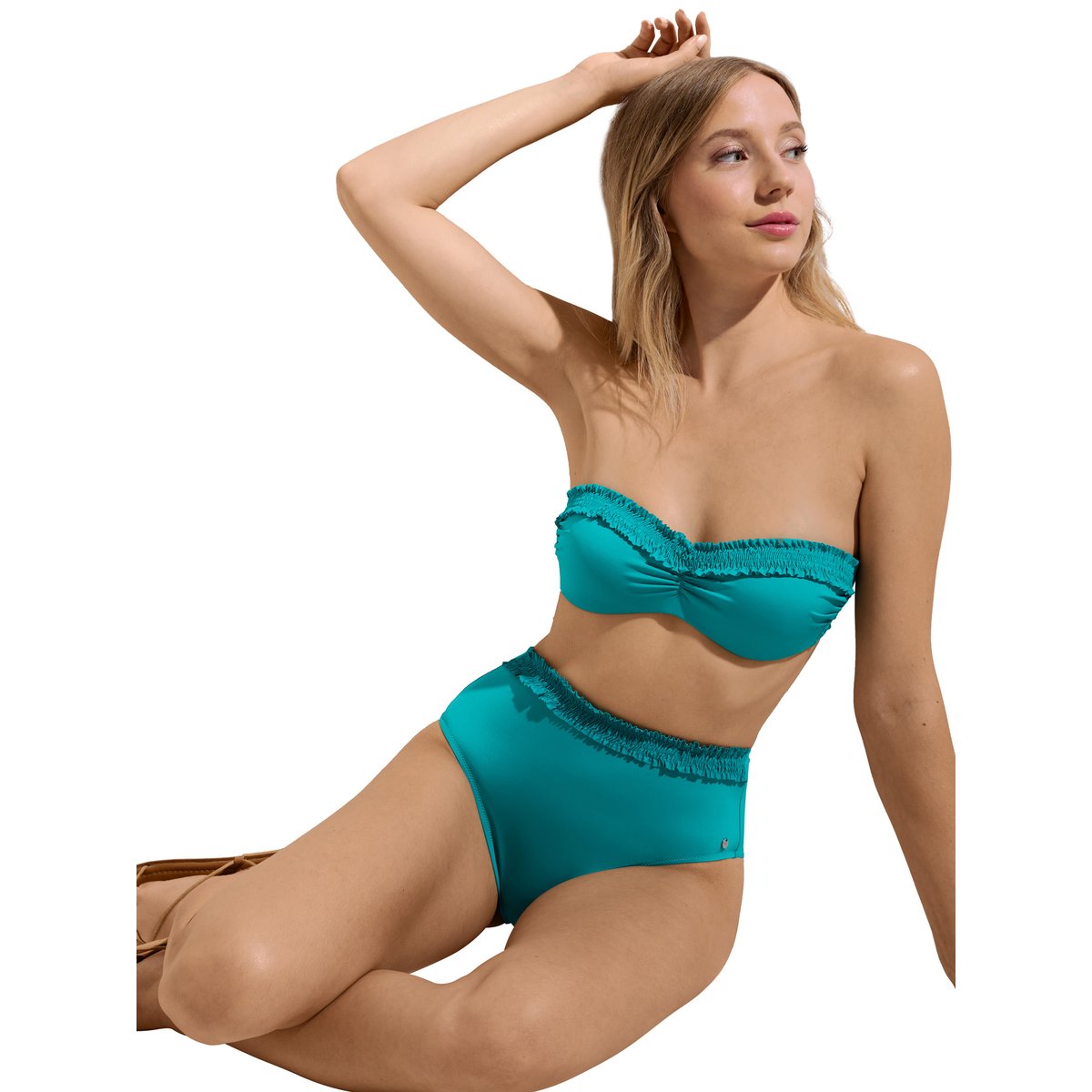 Haut maillot de bain bandeau préformé sans armatures Las Vegas vert, LISCA