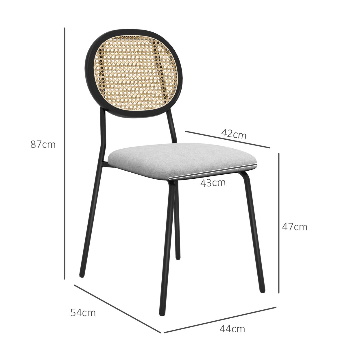 Chaise de salle à manger Polyester Gris gris, noir, naturel, HOMCOM
