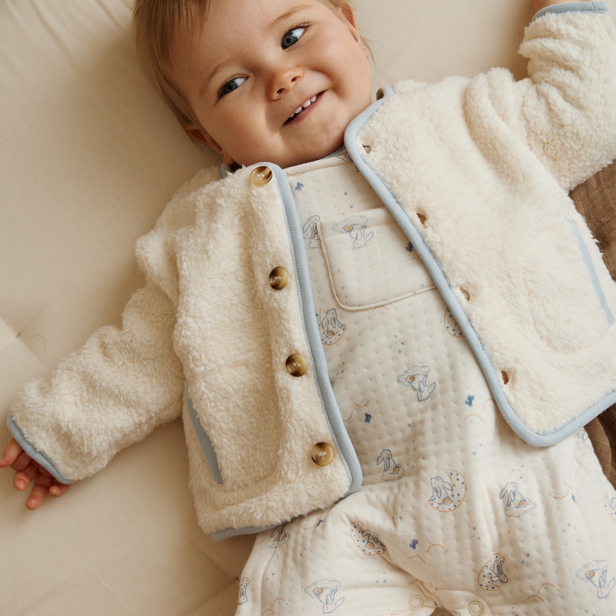 Veste bébé en sherpa Voix Lactée ecru, PETIT BEGUIN