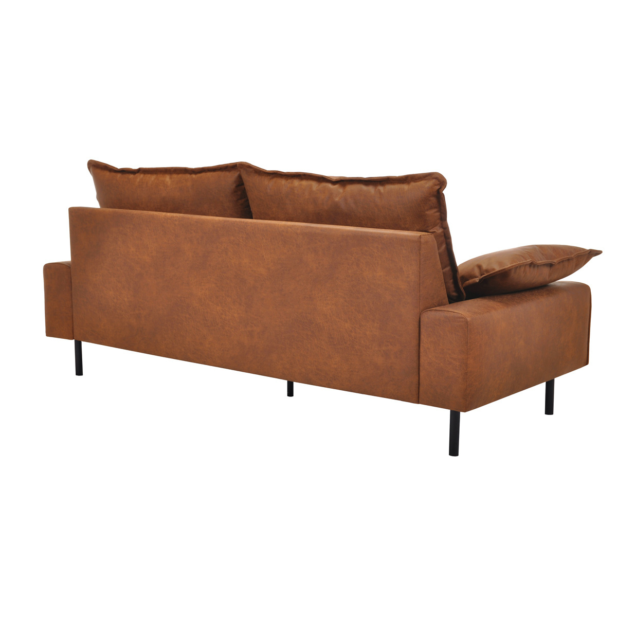 Canapé design 3 places pieds métal noir DORY marron, MILIBOO