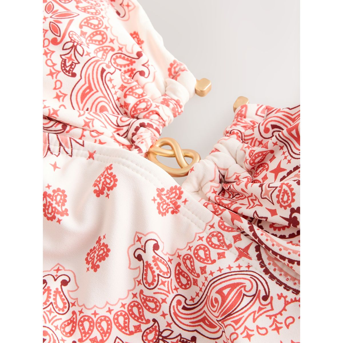 Maillot de bain bandeau tummy control crème/rose paisley, NEXT