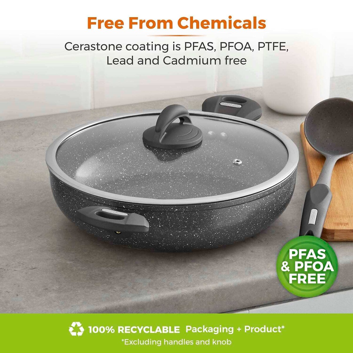 30cm Cerastone Low Casserole grey, TOWER