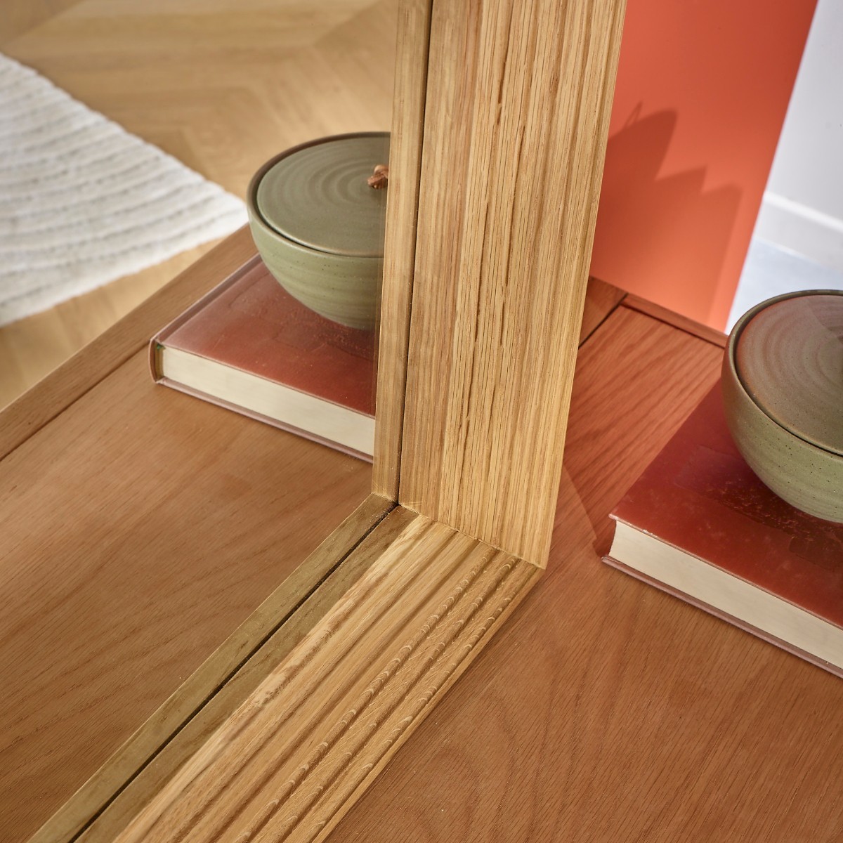 Miroir 150x100 cadre en chêne QUINCY beige, ROBIN DES BOIS