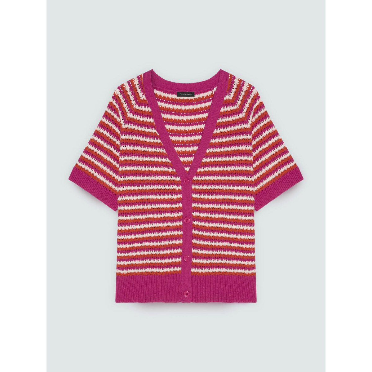 Cardigan à rayures fuchsia, FIORELLA RUBINO