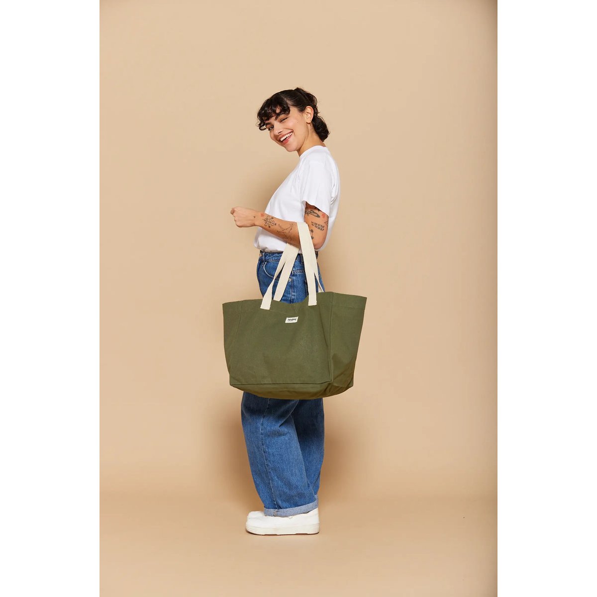 Cabas CLAUDE vert olive, HINDBAG