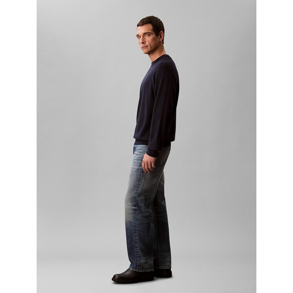 Pull col rond bleu marine, CALVIN KLEIN