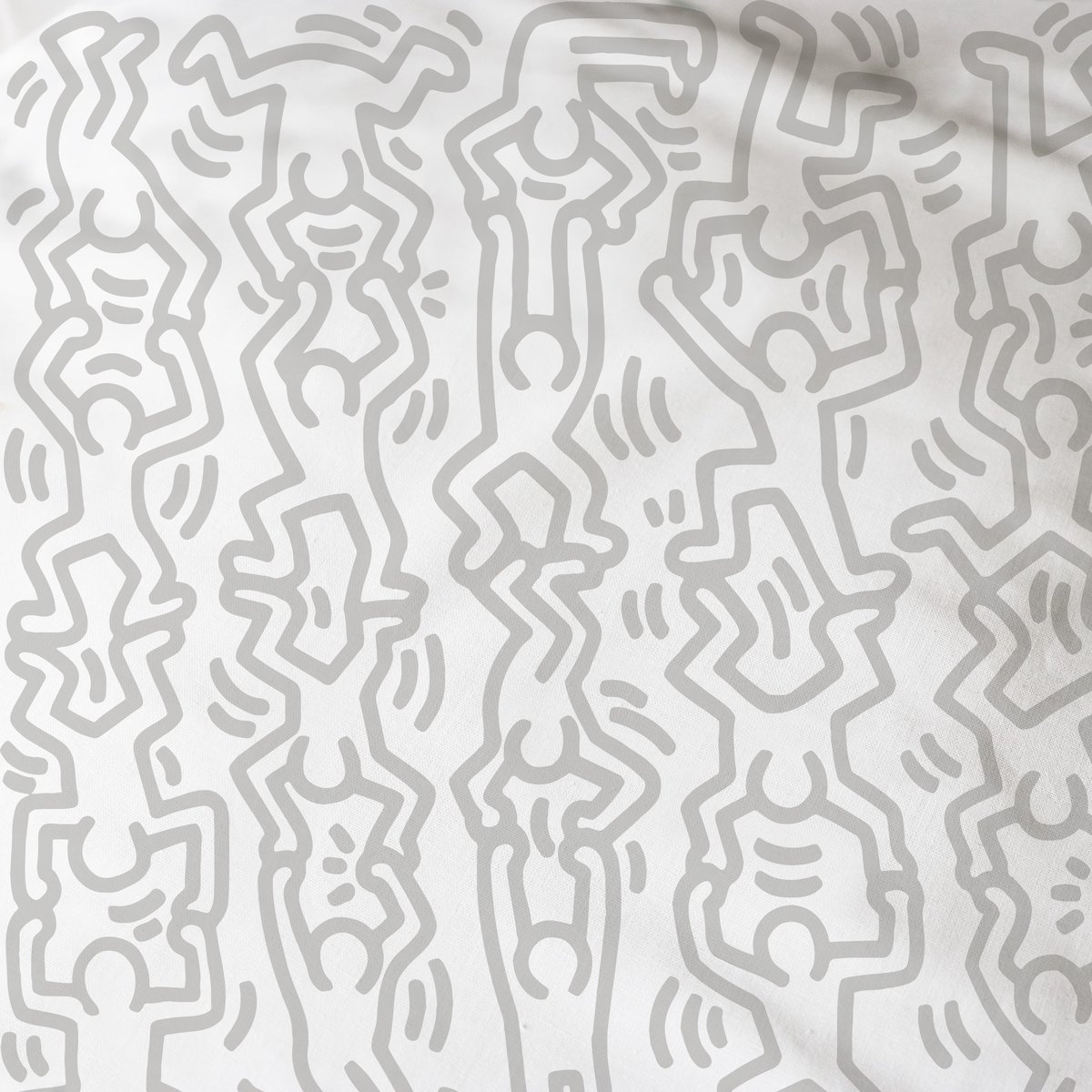 Parure de lit imprimée 100% coton, RED LOVE blanc/rouge, KEITH HARING