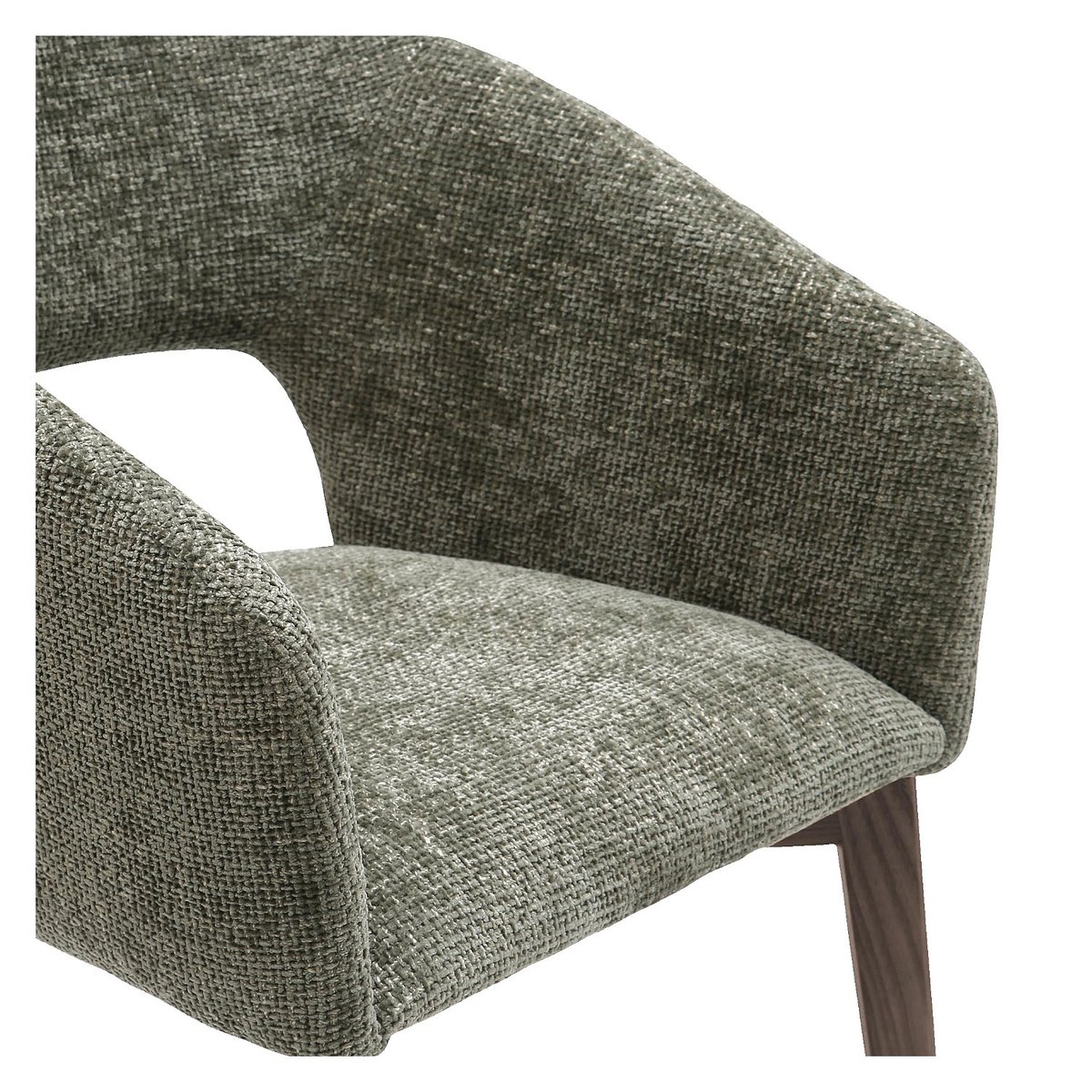 Lot de 2 chaises en tissu chenille et noyer avec accoudoirs RUSTI vert, HABITAT