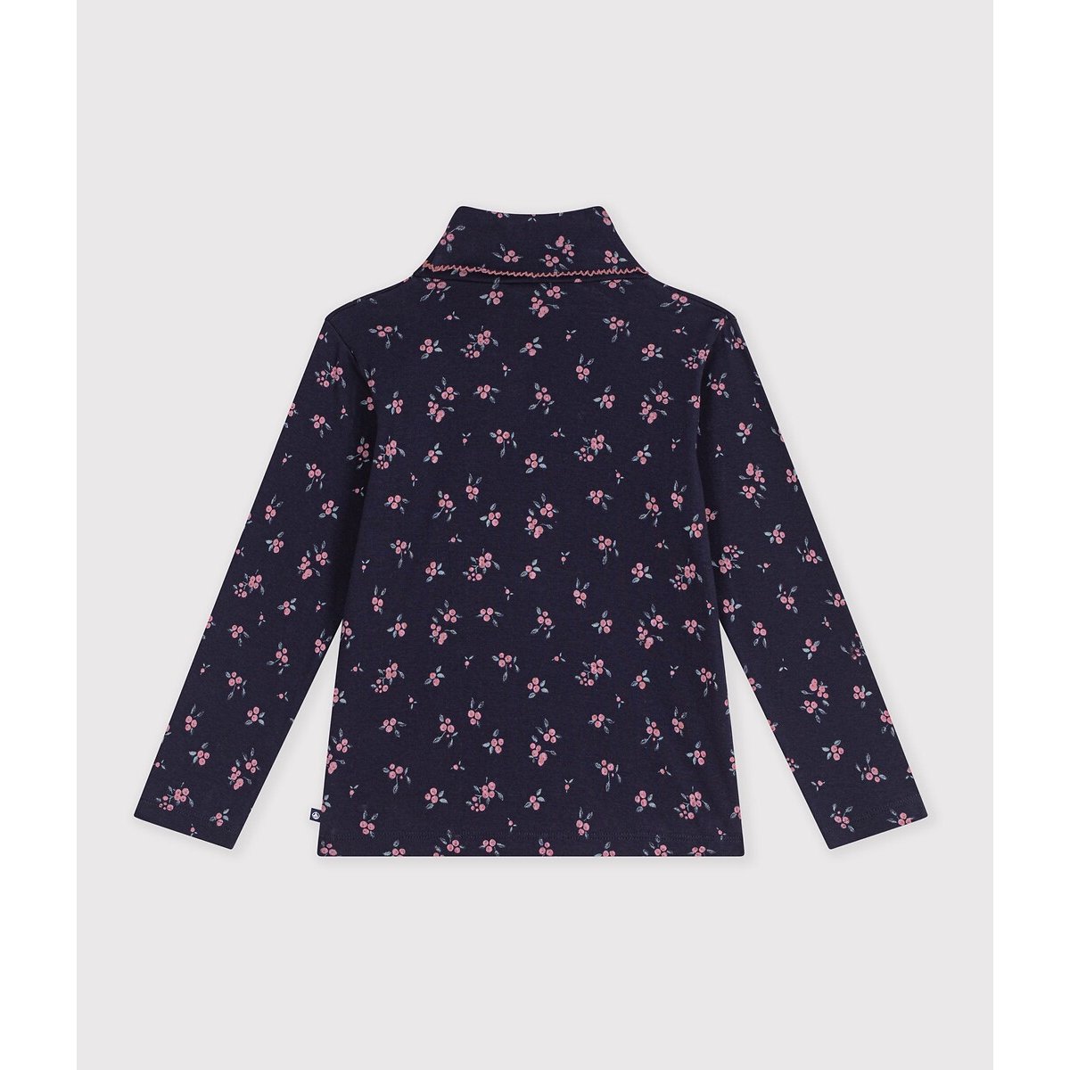 Sous-pull manches longues, avec col roulé, imprimé fleurs bleu marine imprimé, PETIT BATEAU