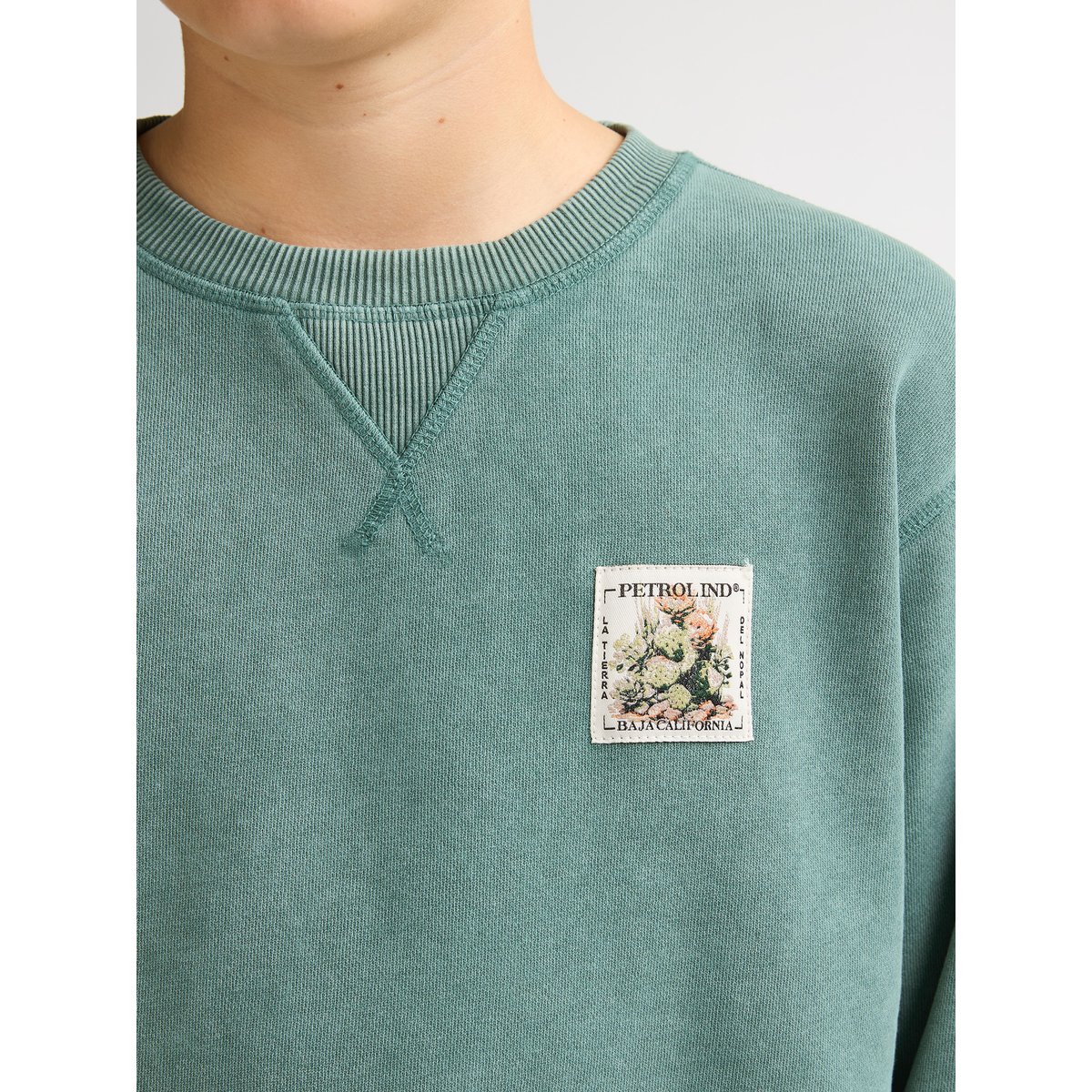 Sweat col rond imprimé Ranchero vert oil green, PETROL INDUSTRIES