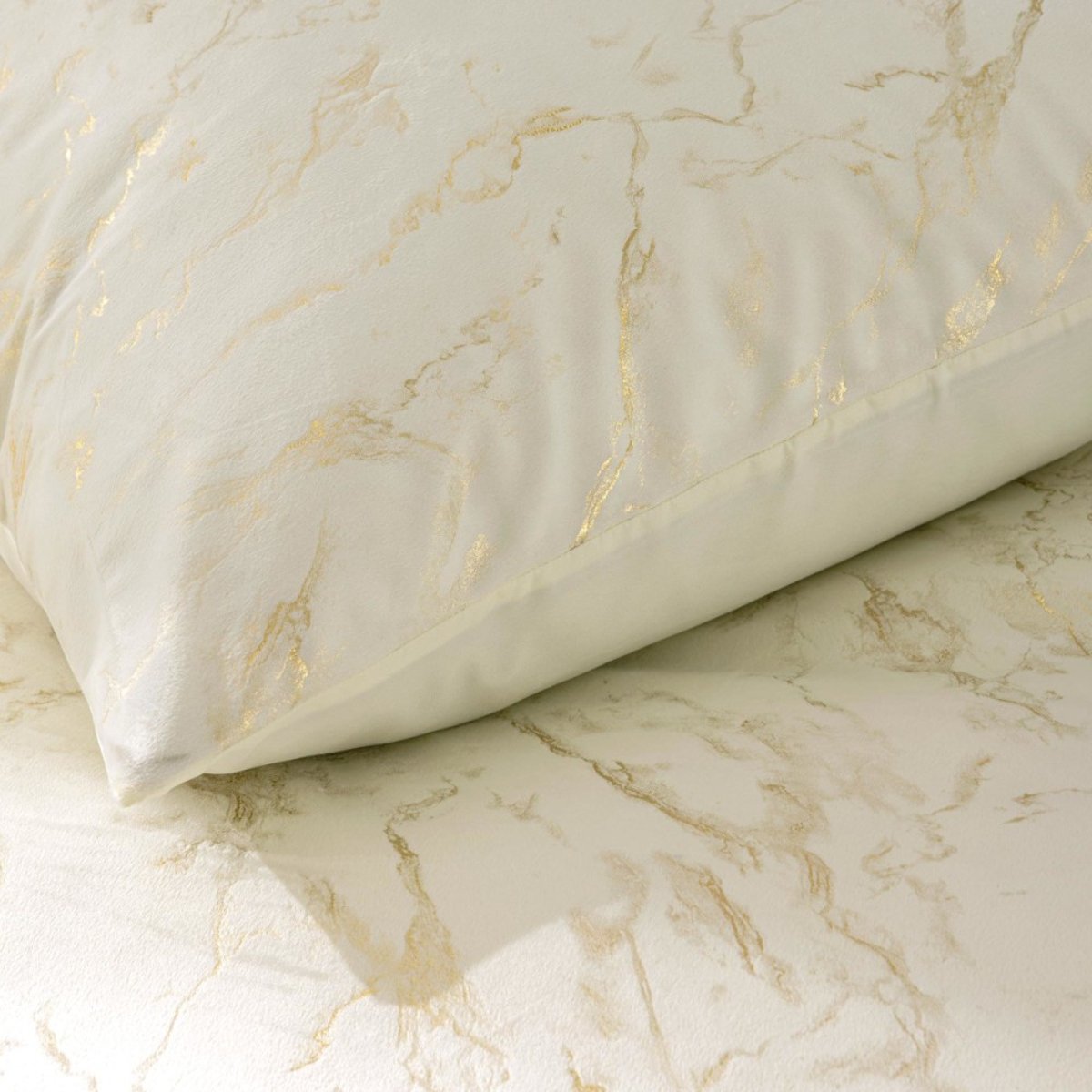 Housse de couette 240x220 + 2 taies en velours métallisé or, DECORATIE