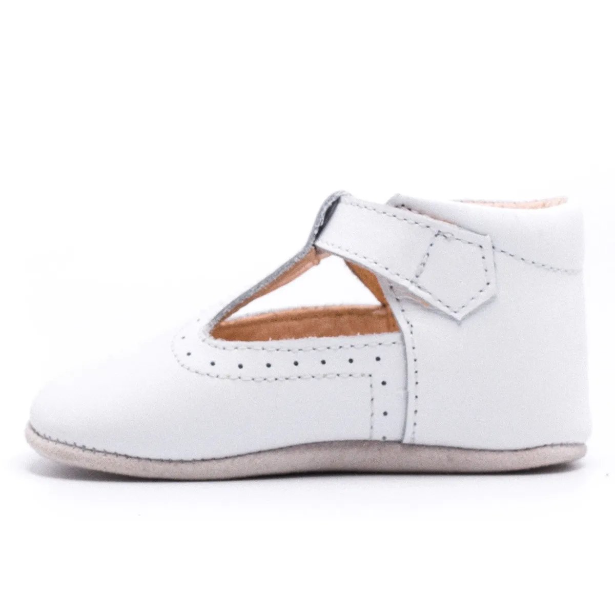 Boni Johan II - chausson bébé cuir blanche, BONI&SIDONIE