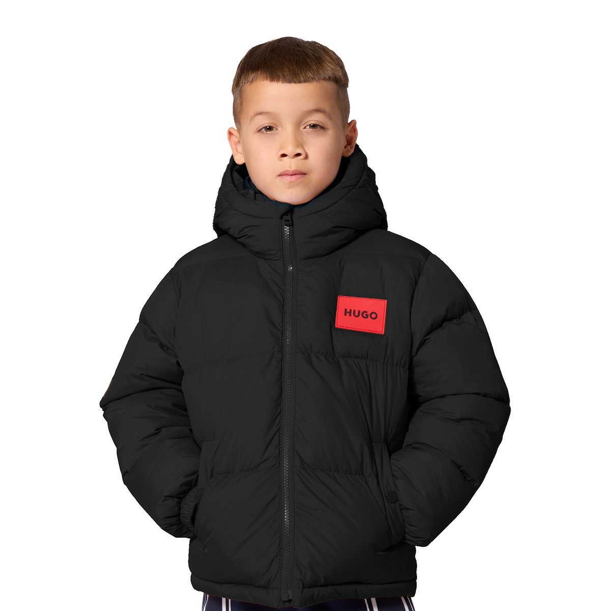 Doudoune à capuche black, HUGO KIDSWEAR