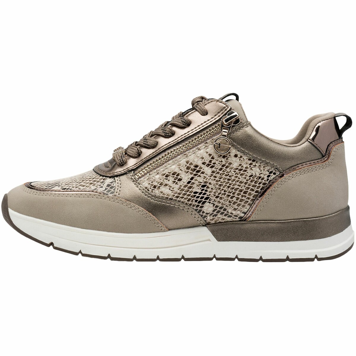 Baskets zippées et à lacets taupe, TAMARIS