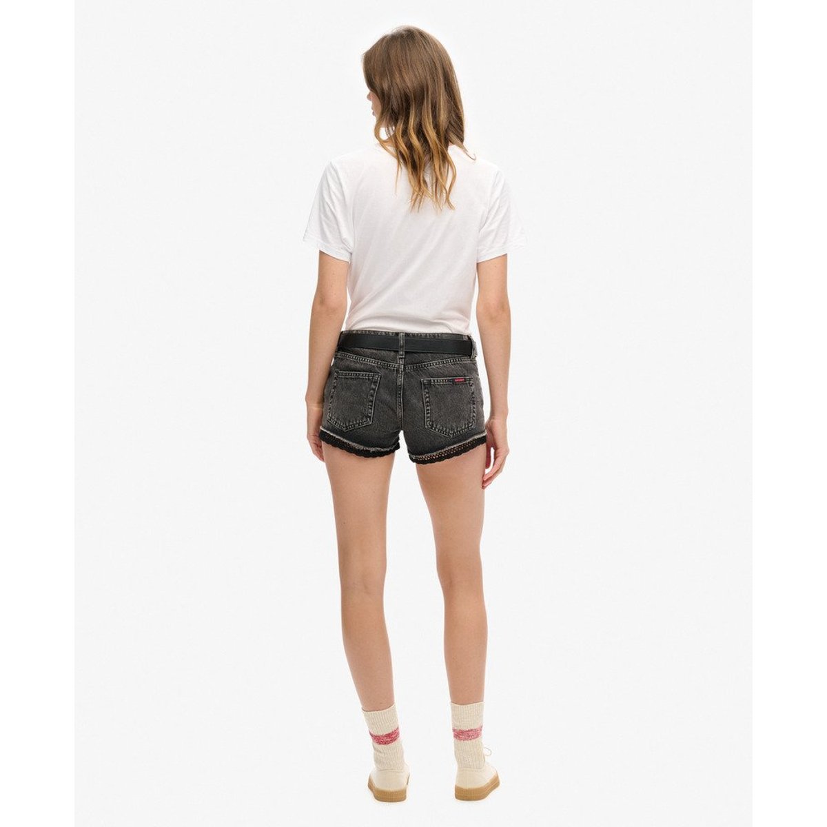 Mini short en denim pierre noire wolcott, SUPERDRY