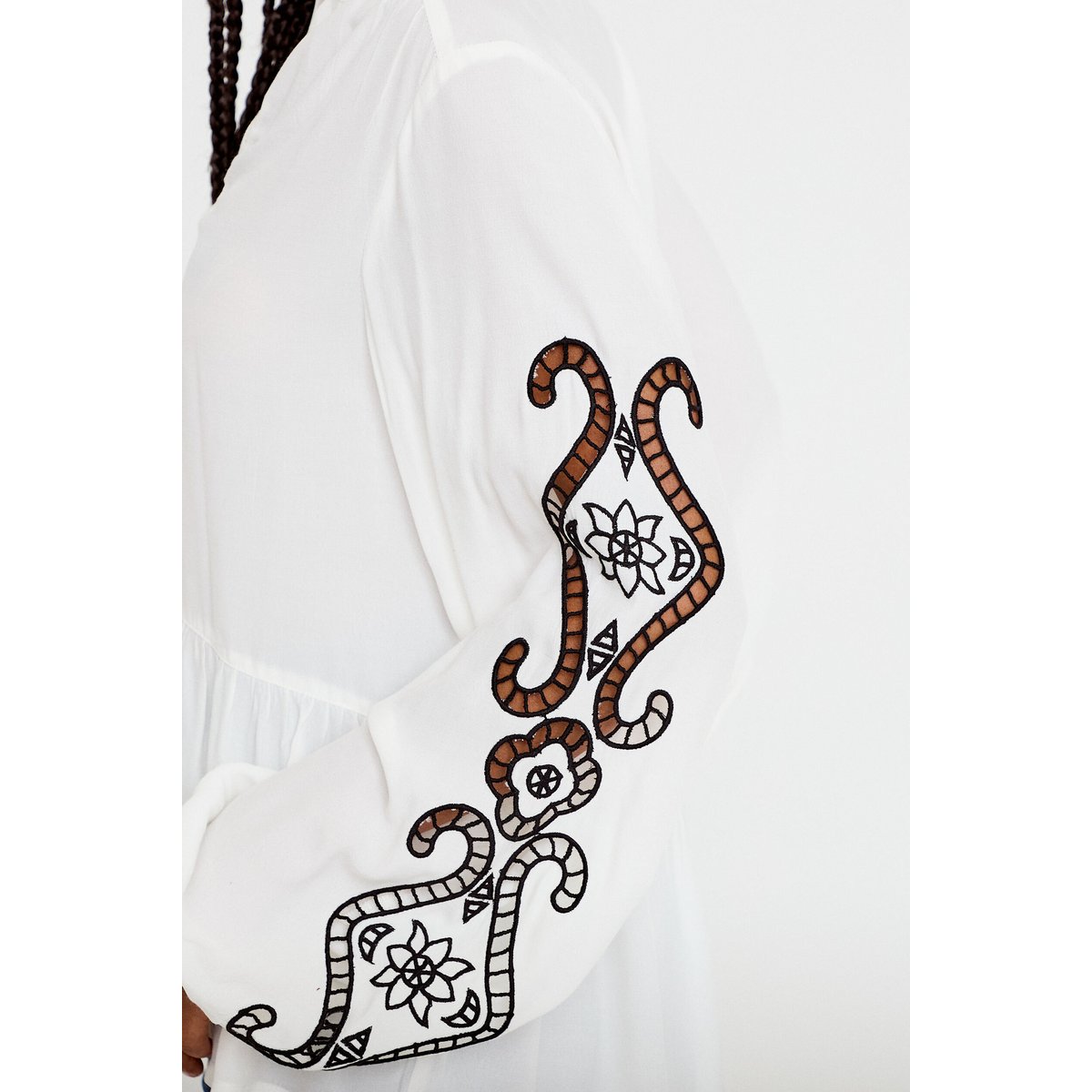 Blouse col v manches longues ecru, CACHE CACHE