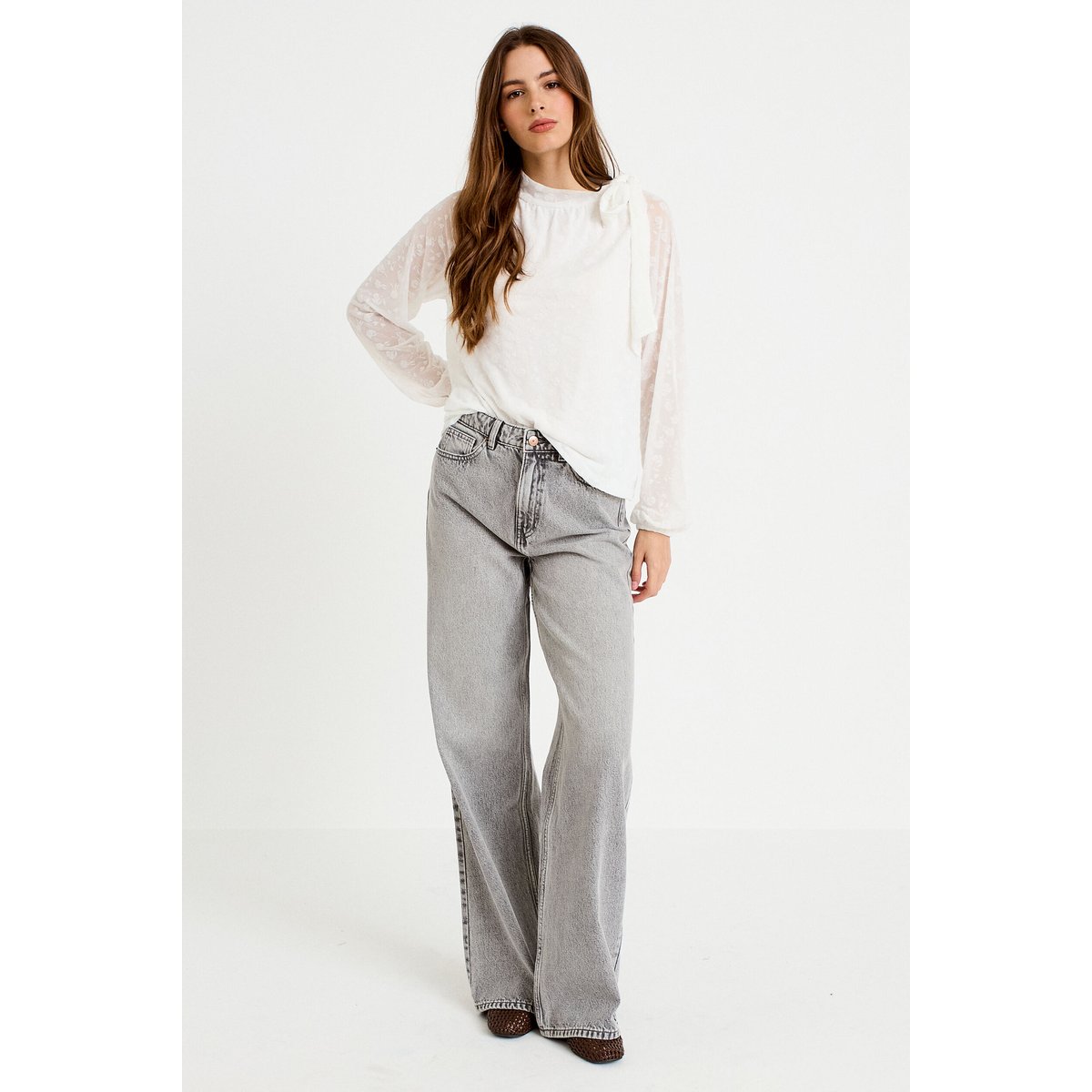 Blouse droite manches longues ecru, CACHE CACHE