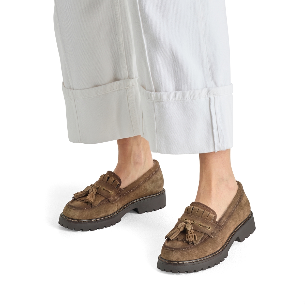 Slipper en cuir marron camel, TAMARIS