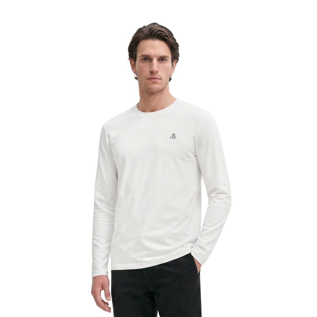 Manchette longue shaped en pur coton biologique blanc, MARC O'POLO