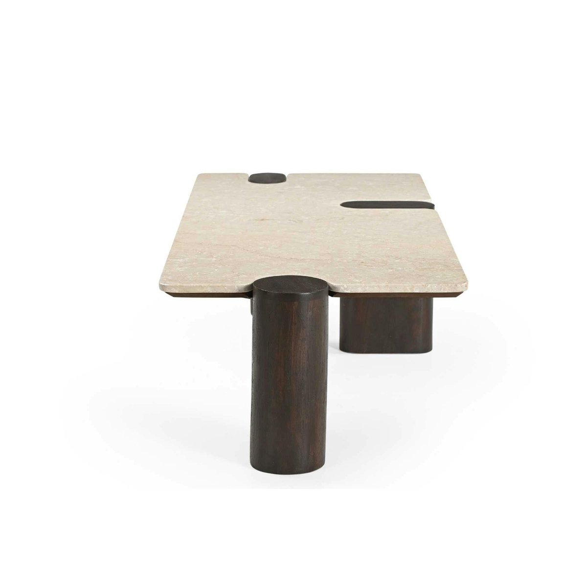Table basse marbre et bois style puzzle DUOMO beige, PIER IMPORT