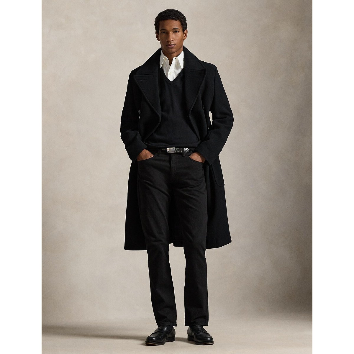 Pull col V en coton Pima noir, POLO RALPH LAUREN