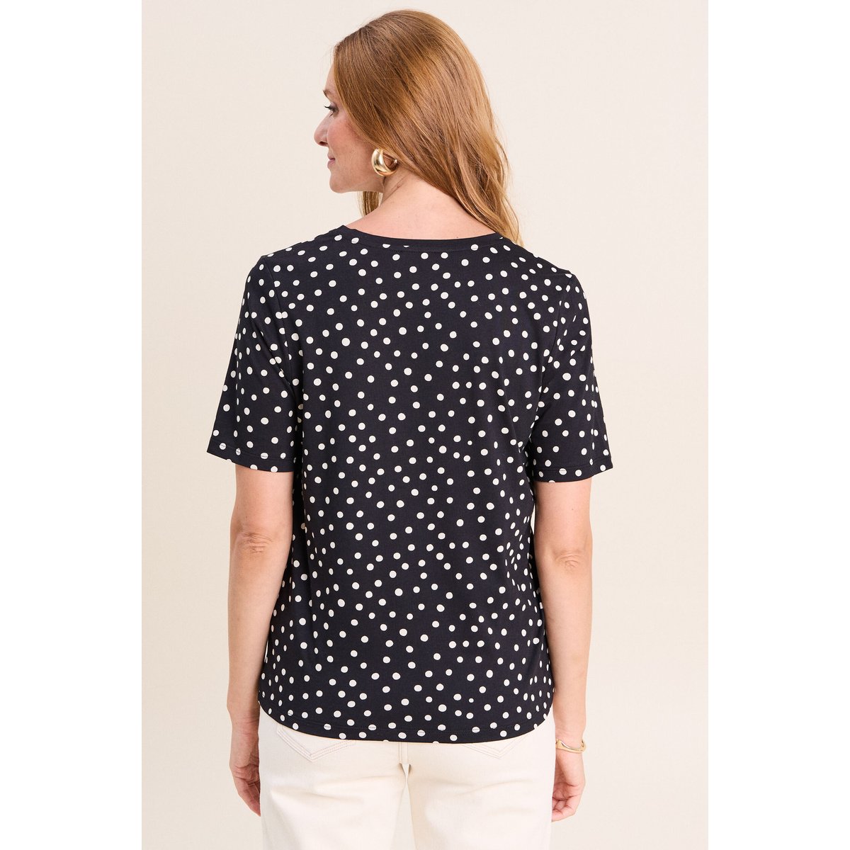 T-shirt droit col v manches courtes noir, BREAL