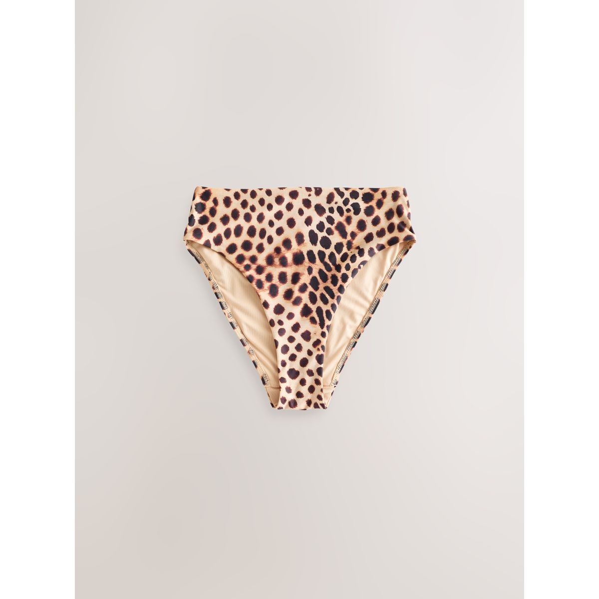 Bas de bikini échancré à taille haute marron imprimé léopard, NEXT