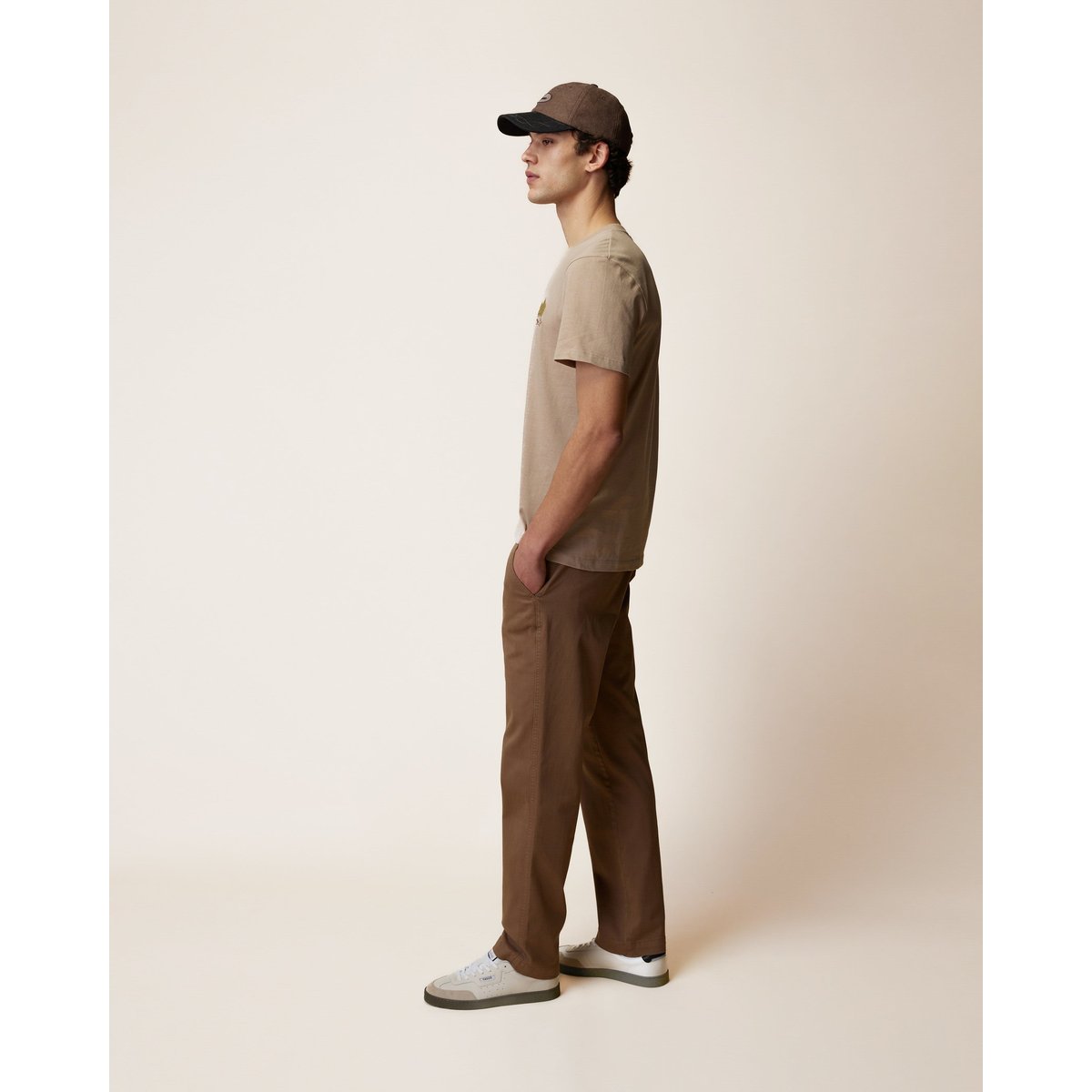 T-shirt en maille beige foncé, FAGUO