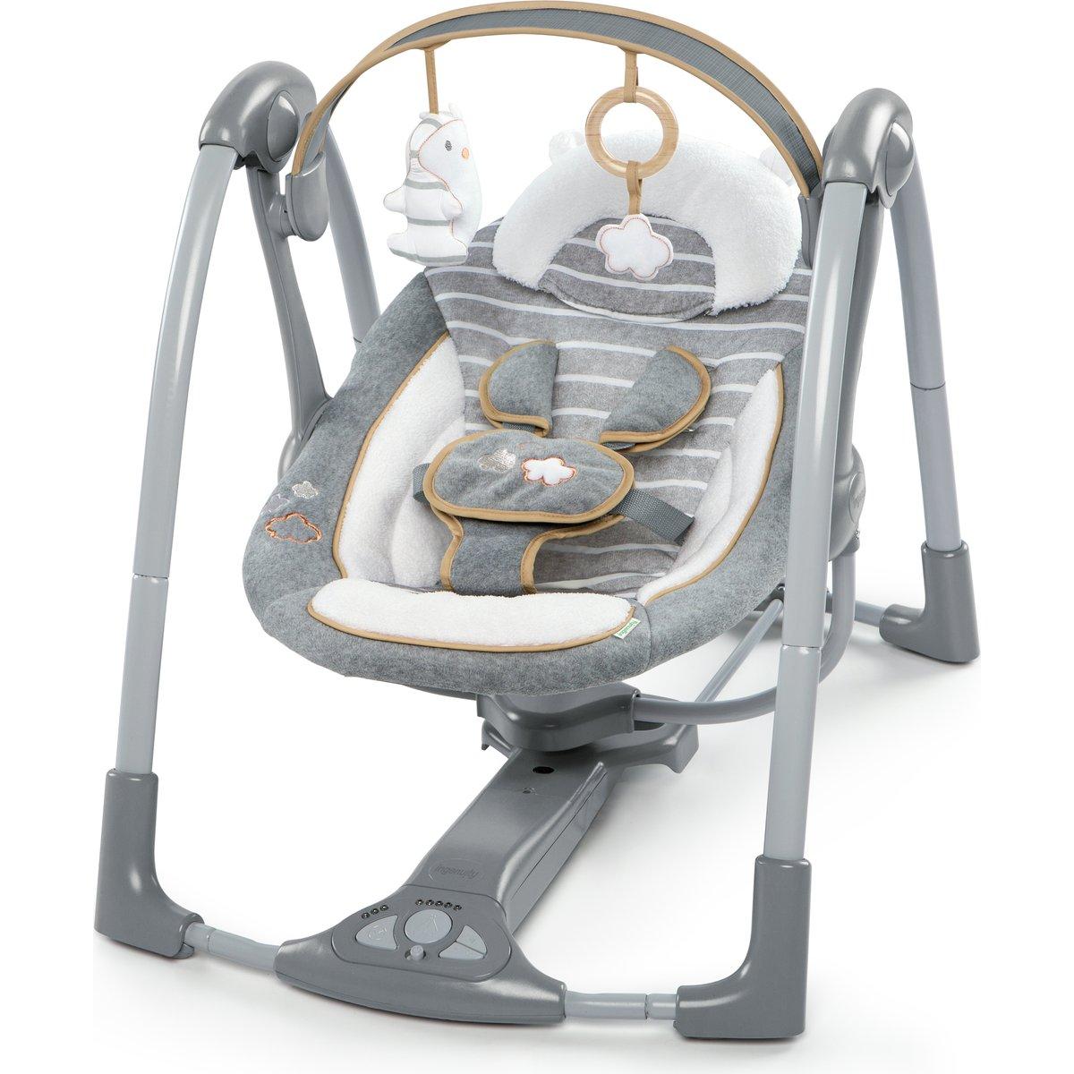 Balancelle pliable Bella Teddy gris, blanc, INGENUITY