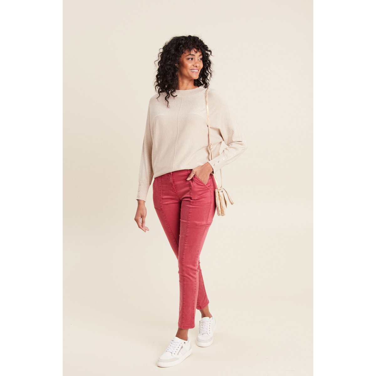 Pantalon ajusté rouge foncé, BREAL