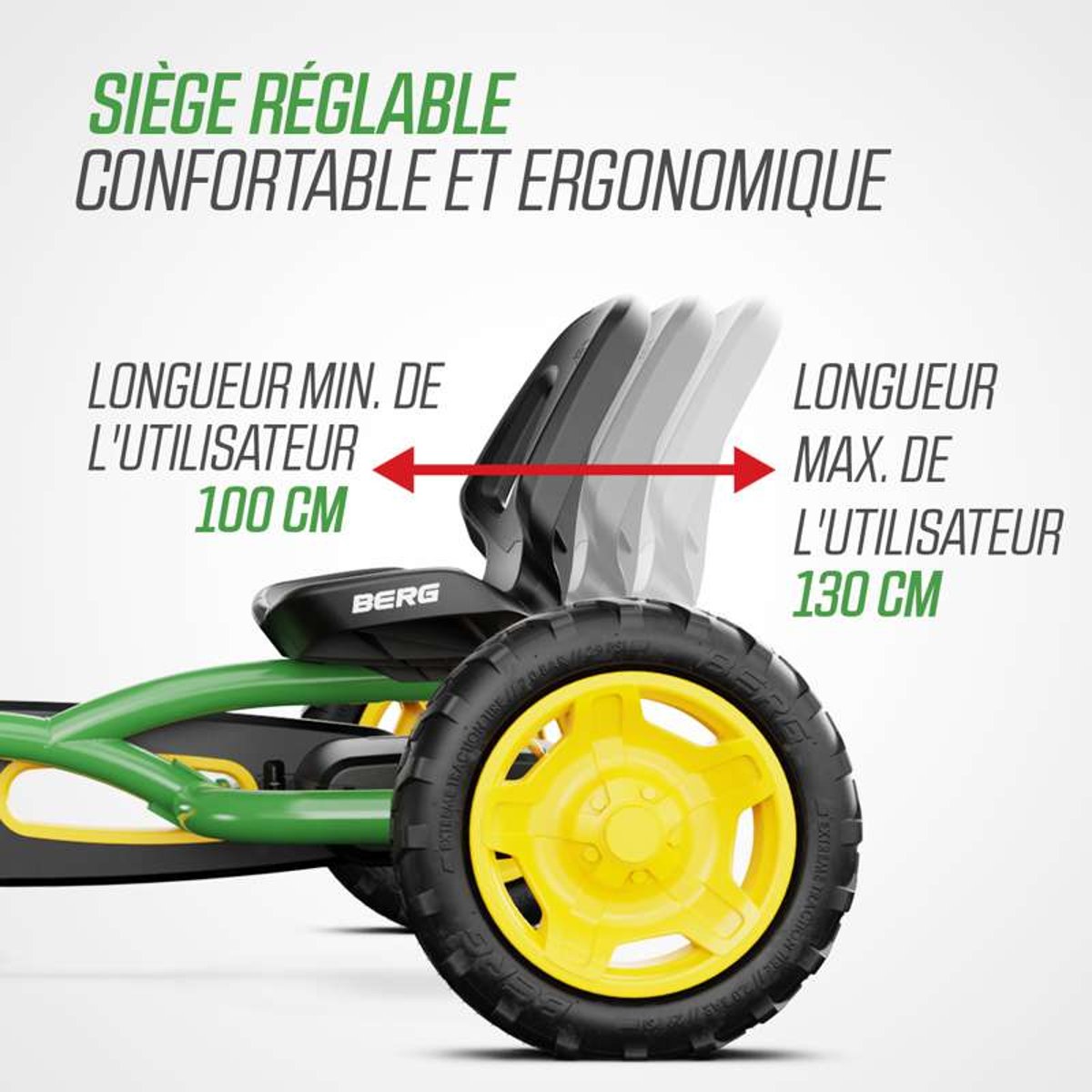 Kart à Pédales pour Enfants, 3+ Ans, Buddy John Deere green/yellow, BERG TOYS