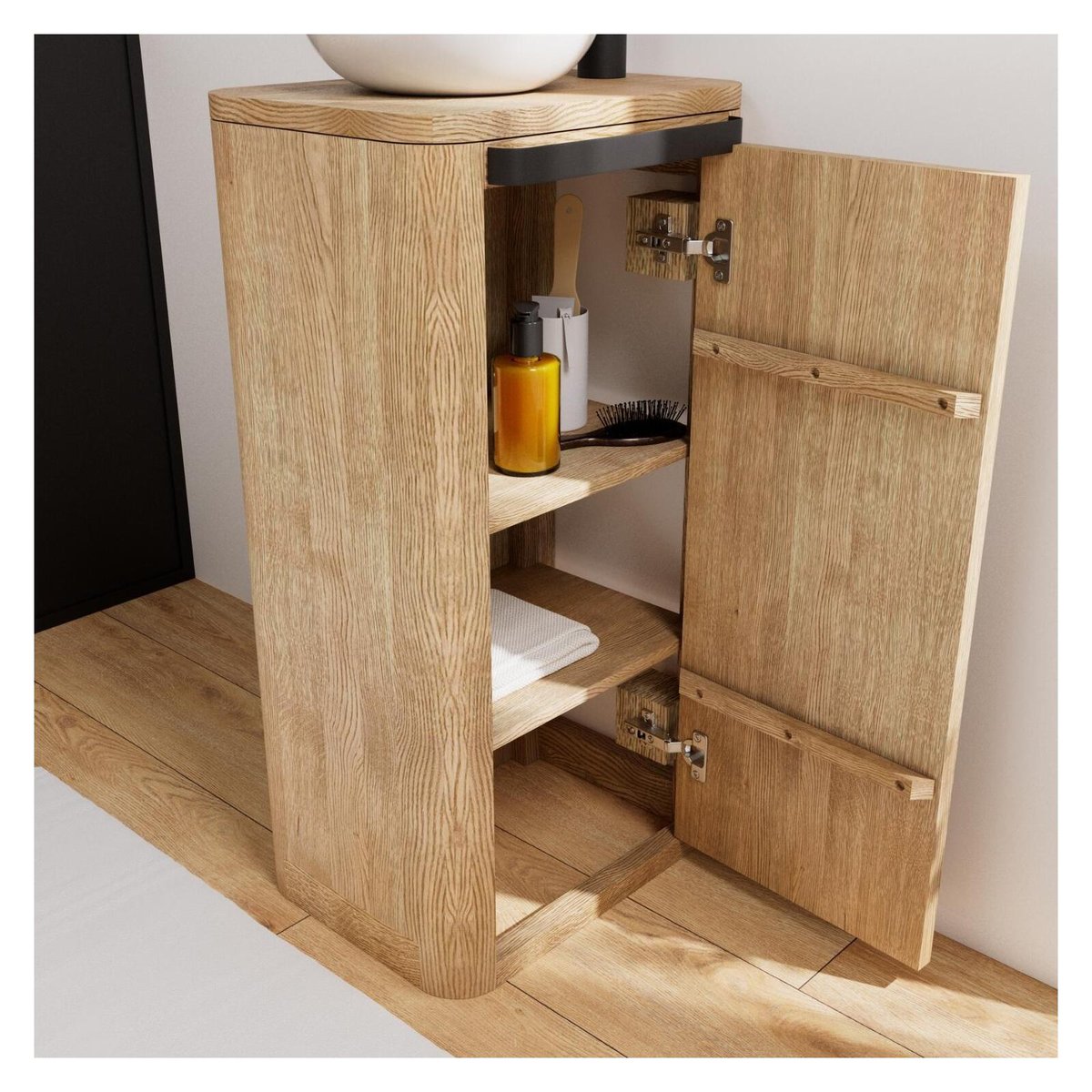 Ensemble meuble lave-mains TOM + vasque + miroir chêne, MOB IN