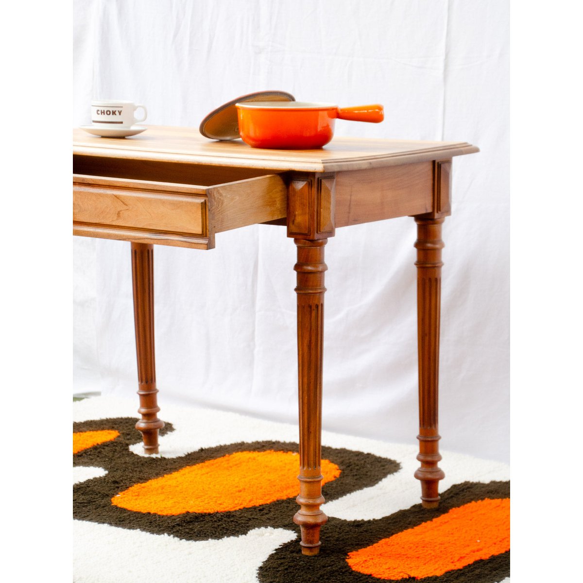 Bureau en merisier Edouard N°1110 - Bon état bois foncé, DEBONGOUT