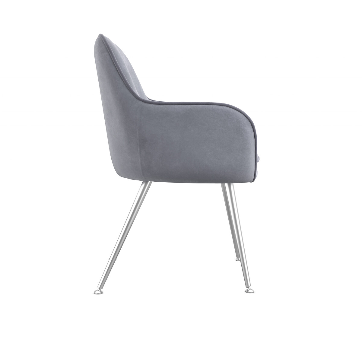 Set of 2 Lavinia Velvet Dining Chairs with Silver Legs grey, ÉDITÉ