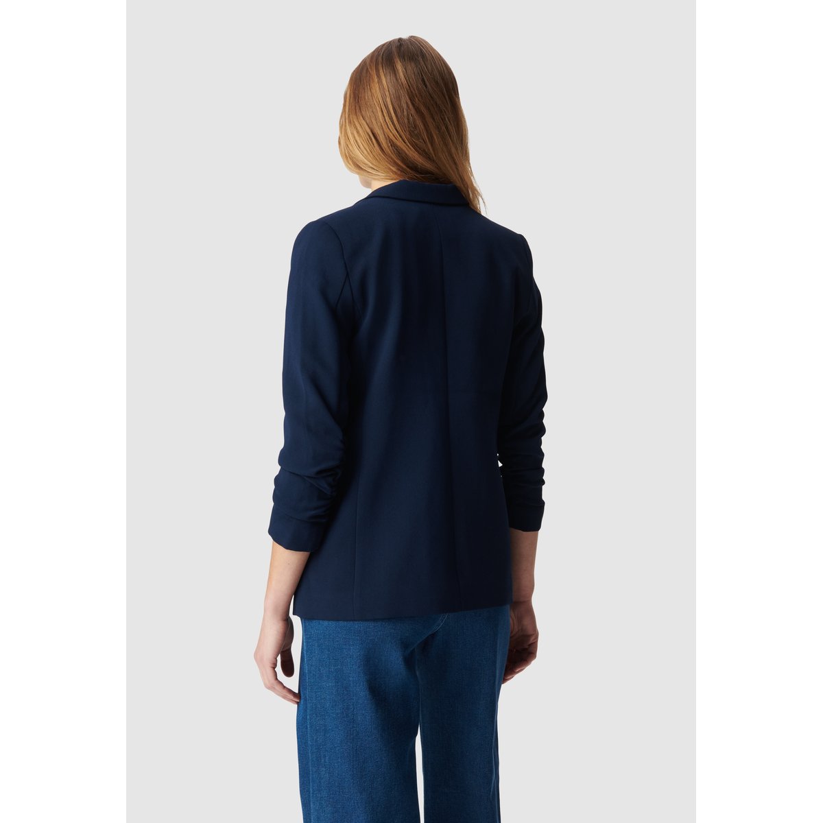 Veste de tailleur manches 3/4 froncées bleu marine, IKKS
